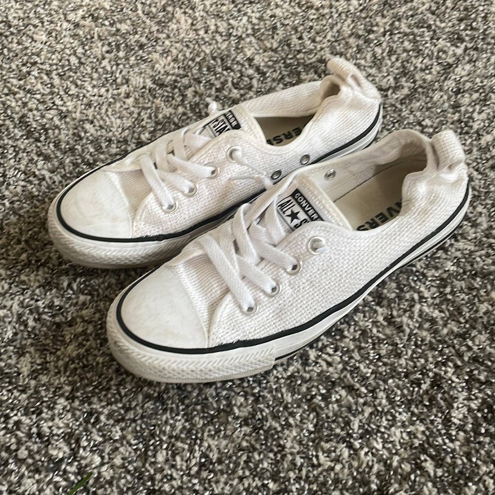 Converse white mesh slip on sneakers